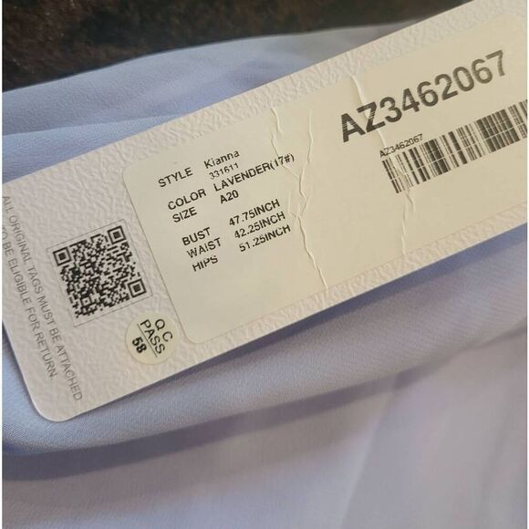 NWT Azazie Dress Women's 20 Blue Ice Periwinkle Chiffon Long Sleeveless V Neck - Picture 8 of 8